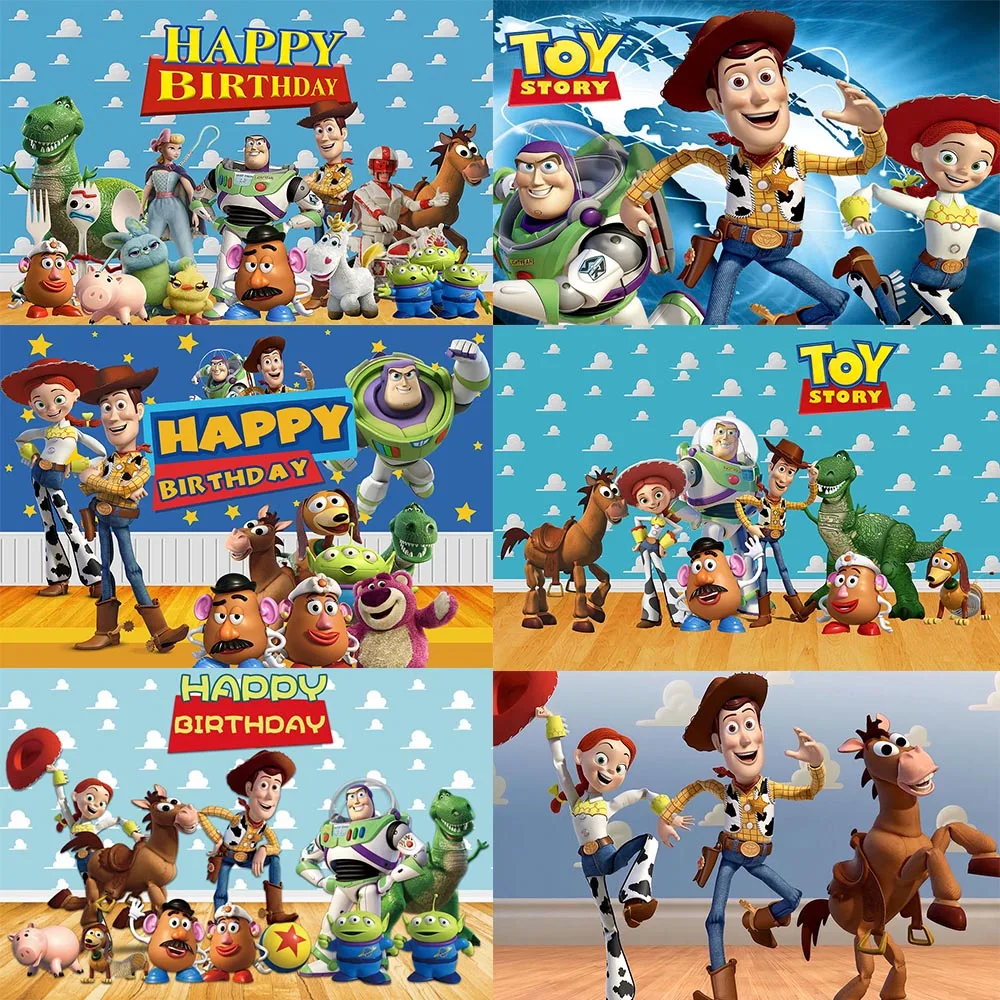 

Toy Story Theme Background Cloth Photo Shooting Background Baby Birthday Party Decoration Photography Studio Props