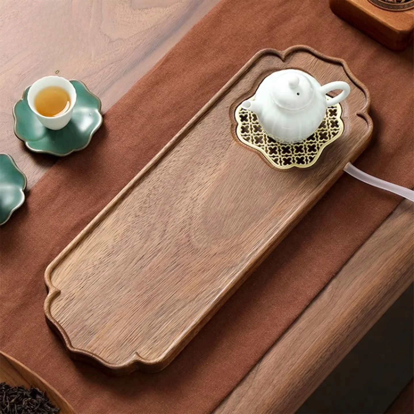 Kitchen Vintage Tea Tray Giant Designer Bamboo Rattan Tea Tray office Wooden Chinese Supplies bandejas de madera Tea Supplies
