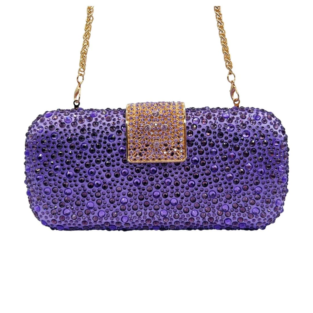 

Luxury Crystal Clutch Bag New Shiny Double-sided Diamonds Evening Purse Women's Long Square Wedding/birthday Party Handbag