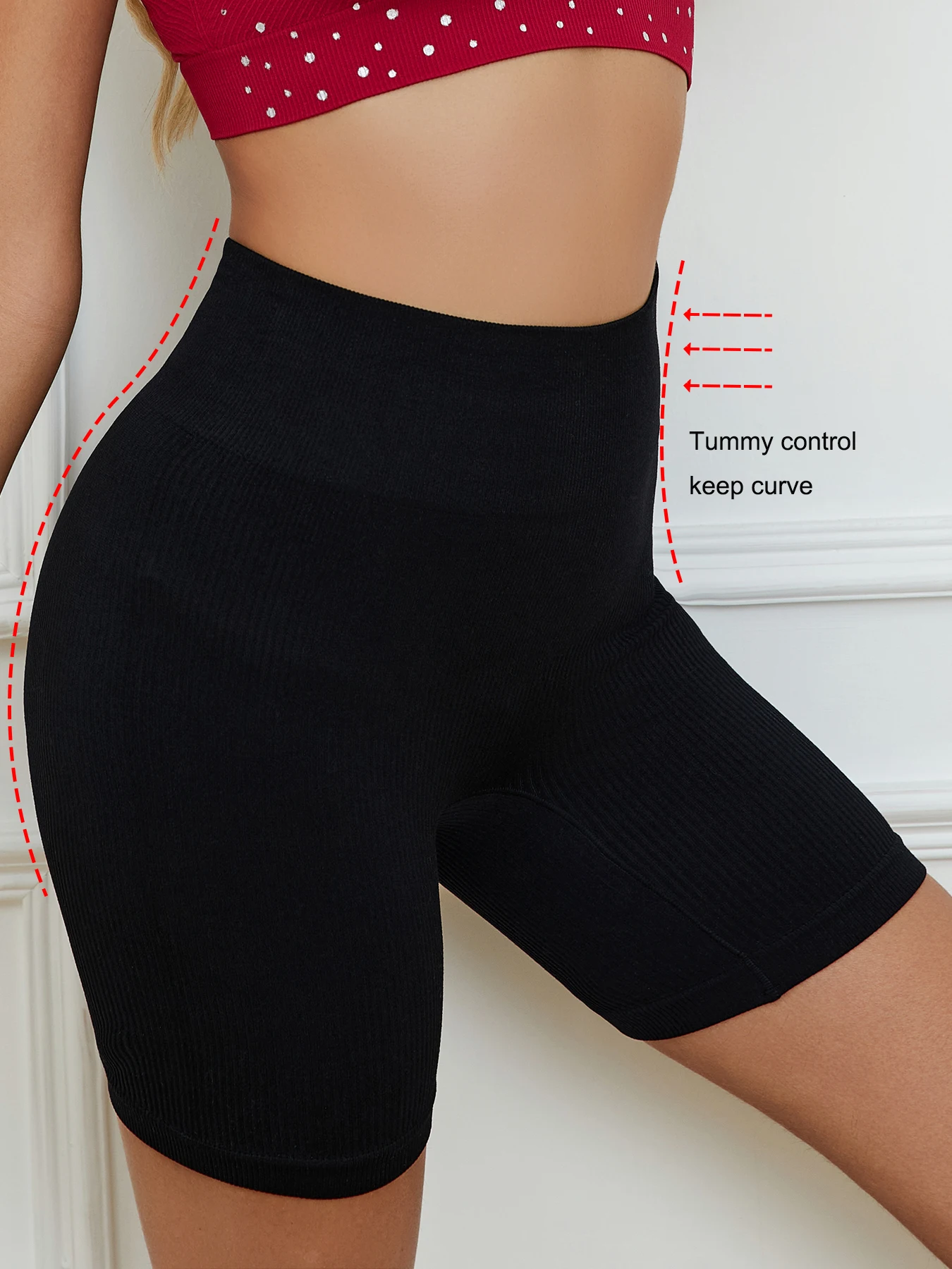 Mulheres sem costura de cintura alta shorts barriga controle shapewear esportes yoga calcinha