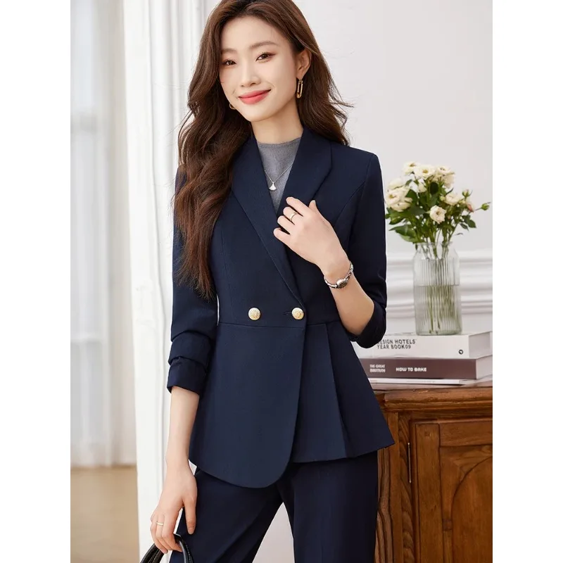 Elegante Frauen Hose Anzug Büro Damen Arbeit tragen formelle Jacke Hose weibliche Business Blazer 2 Stück Set Mantel