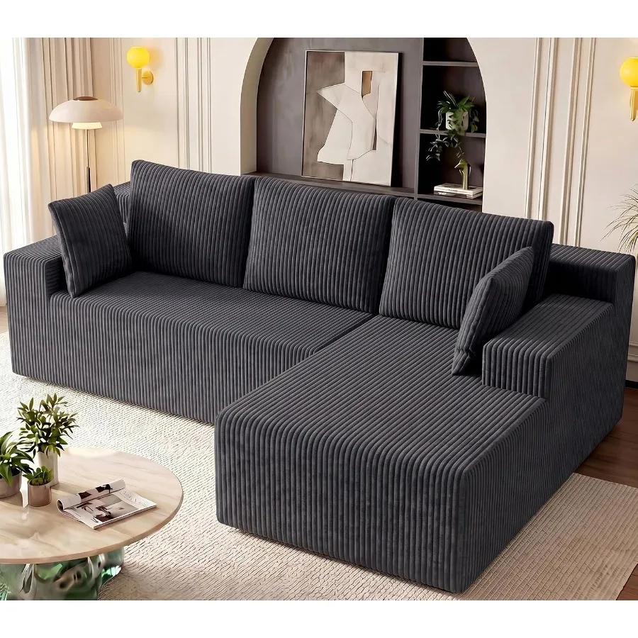 Cloud Sectional Boneless Couches for Living Room, Modular L Shaped Couch with Deep Seat Oversized Right Facing Chaise, Memory F