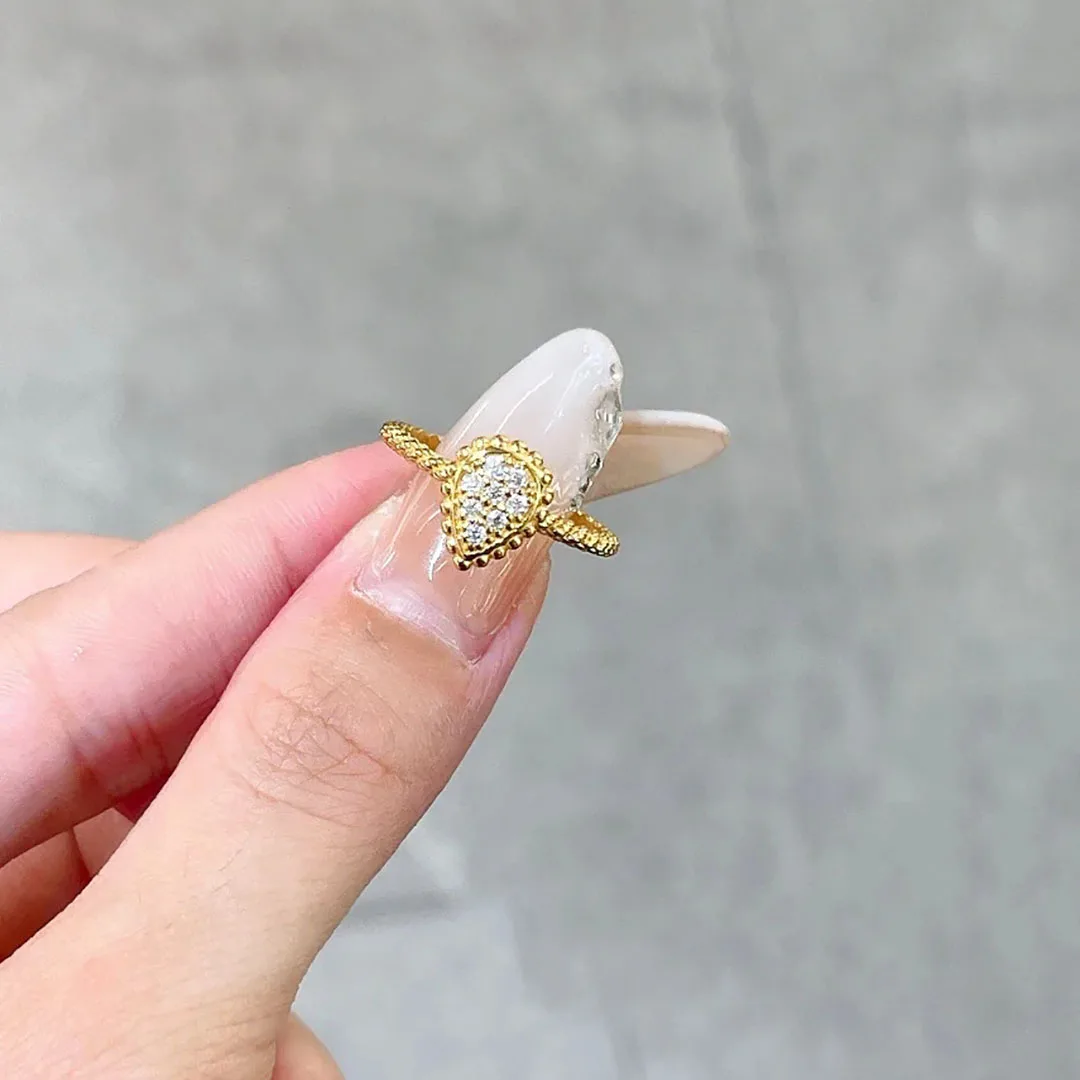 

New Boutique Jewelry 925 Sterling Silver Women's Zircon Water Droplet Ring, Fashionable Classic Party Anniversary Holiday Gift