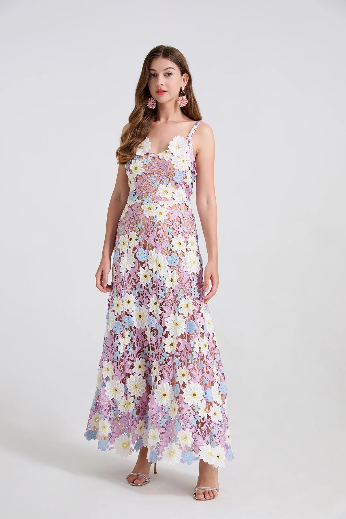 Summer Floral Formal Evening Long Dress Women Runway Luxury Hollow Out Sexy Backless Embroidery Maxi Birthday Party Dresses