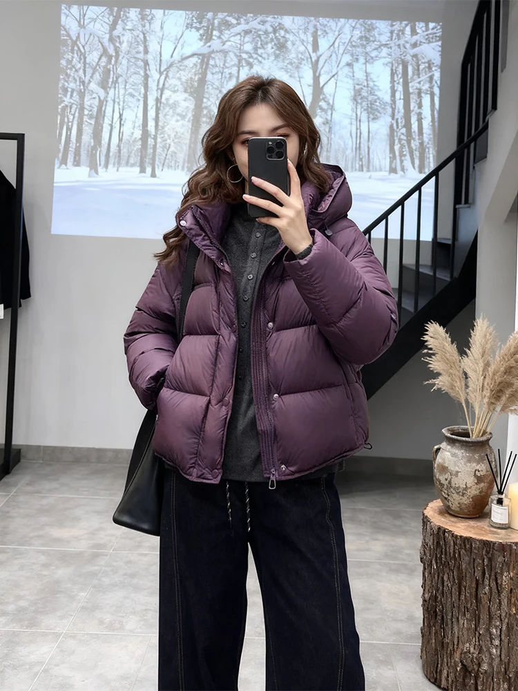 

Thiened Hooded Casual Cotton Jaet Women's Winter Faion Warm Color Padded Coat Korean Sle Long Sve Zipper