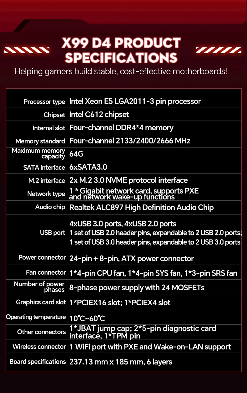 مجموعة اللوحة الأم للعبة JIESHUO X99-JS11 مع Xeon E5 2680 V4 + 16GB RAM، تدعم TPM2.0، طاقة 8 مراحل لأداء مستقر