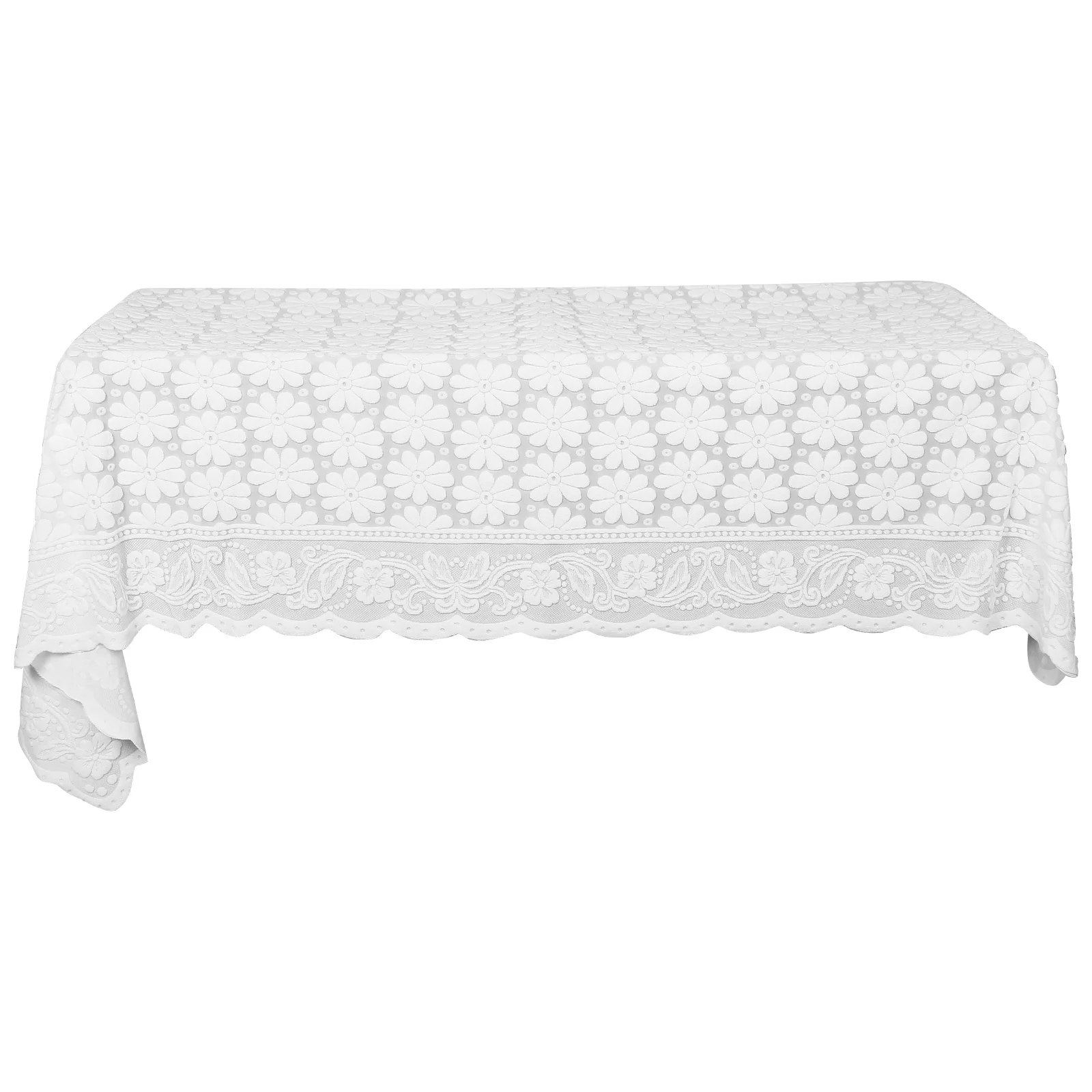 

Modern Lace Piano Protector Cover Upright Piano Dust Cover Minimalist Design Elegant Lace Fabric with Daisy Pattern