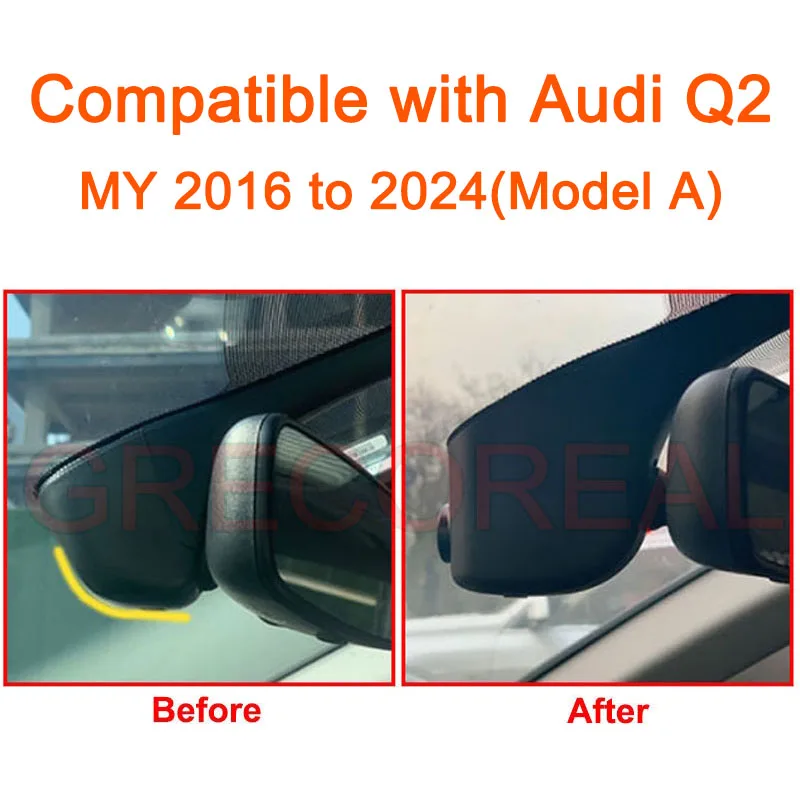 GRECOREAL 4K Dash Cam voor- en achtercamera 2160P WiFi Dual Dashcam APP-bediening Eenvoudig te installeren Plug Play Compatibel met Audi Q2