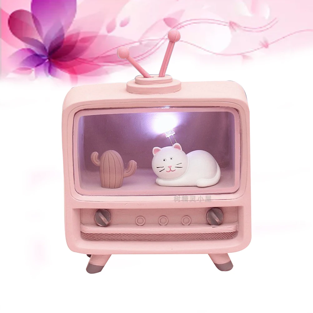 

Succulent Lamp LED Night Light Cartoon Resin Kids Bedroom Decor Ambient Desk Lamps Girls Study Stairs Cat