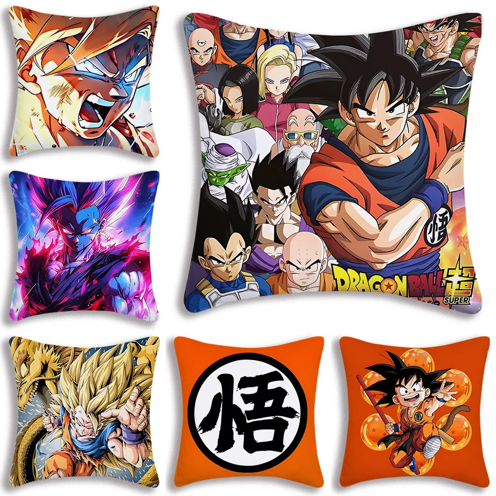 Anime Cool Pillow Covers Cartoon Sofa Decorative Home Double-sided Printing Short Plush Cute Cushion Cover D-D-DragonS B-BallS