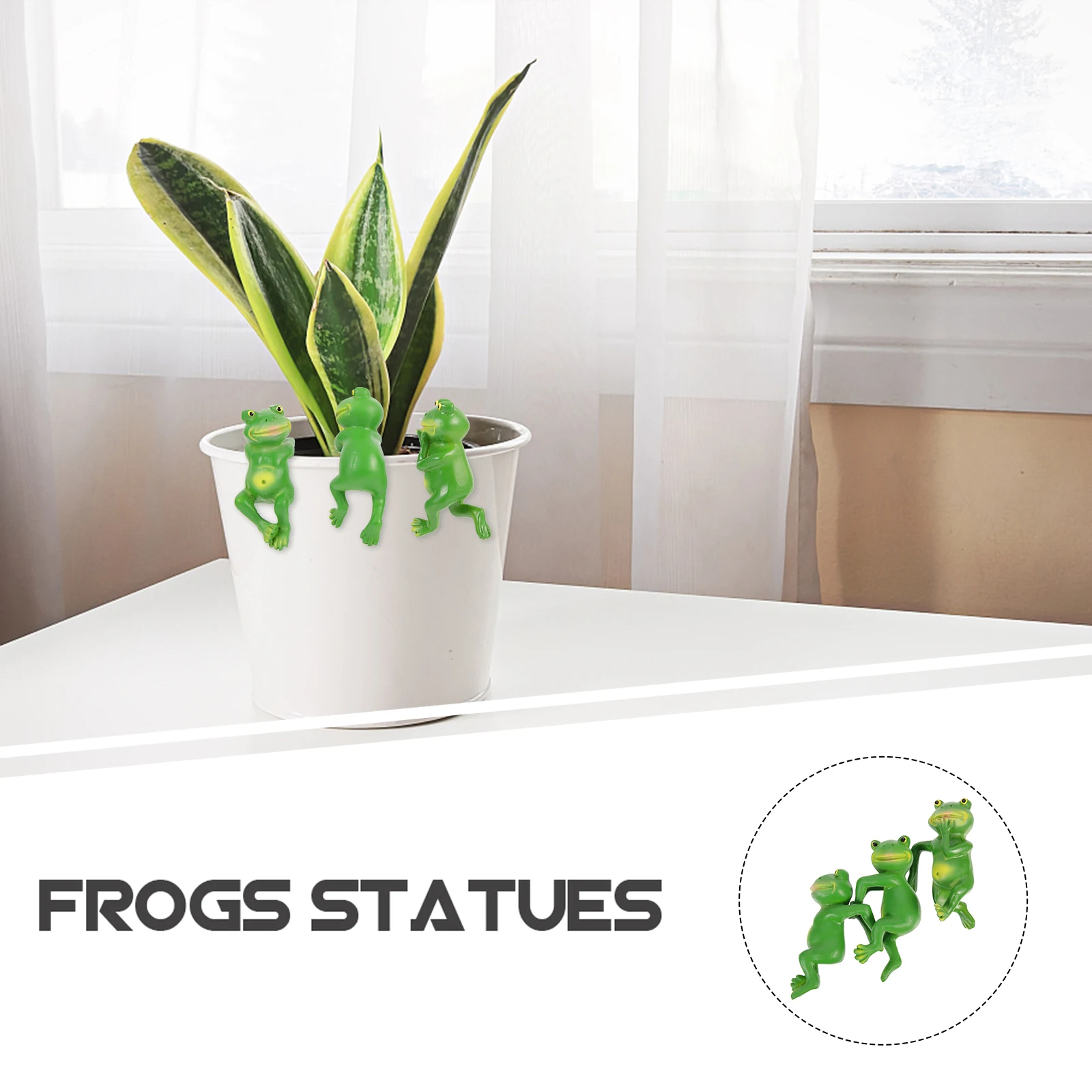 

3 Pcs Resin Frogs Garden Statues Frog-Shaped Figurines Planter Hanging Decorations Waterproof Durable Outdoor Use Flower Pot