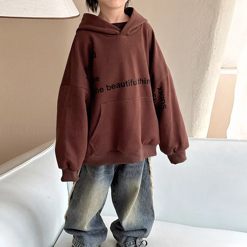 

Boys Hoodies Sweatshirts Cotton Tops Outwear 2024 Gray Spring Autumn Kids Long Sleeves Sport Children's Clothing