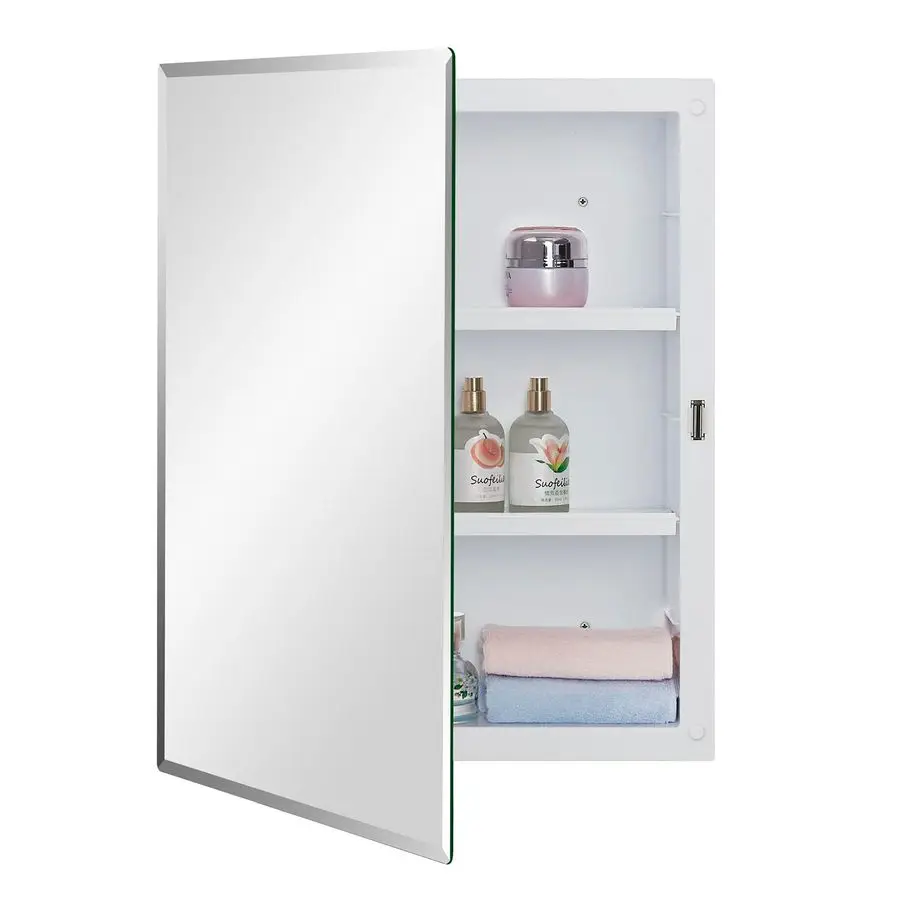 

Plastic Medicine Mirror Cabinet for Bathroom 16 x 20 inch, Surface and Recessed Mount