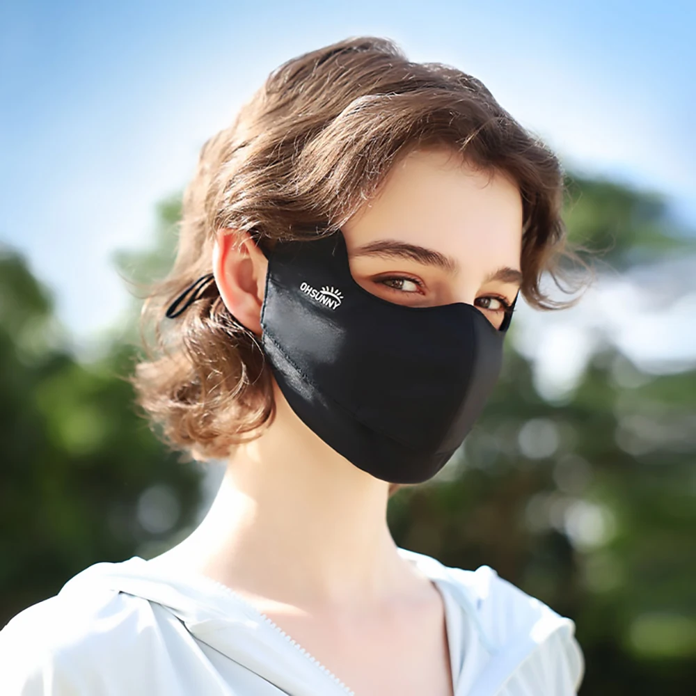 Ohsunny Máscara facial UV UPF 50+ Mulheres Homens Máscaras respiráveis Proteção solar Reutilizável Cobertura facial com presilhas para os ouvidos ao ar livre