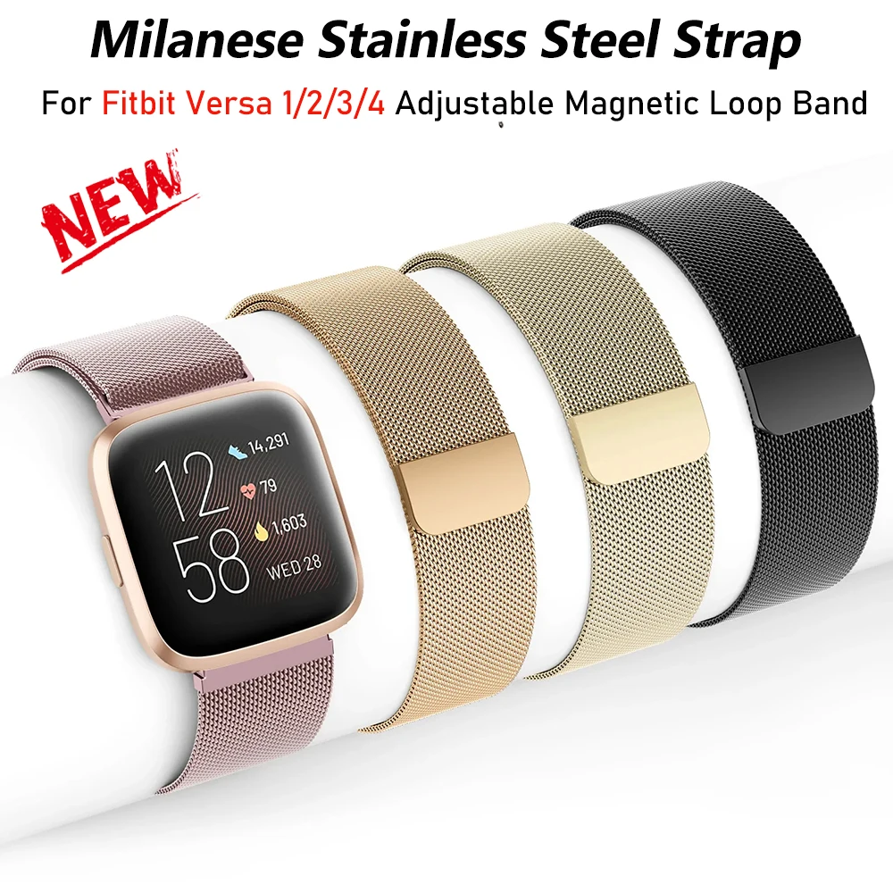 Milanese Strap for Fitbit Versa 1/2/3/4 Band Replacement Wristband Metal Stainless Steel Magnetic Loop Bracelet Accessories