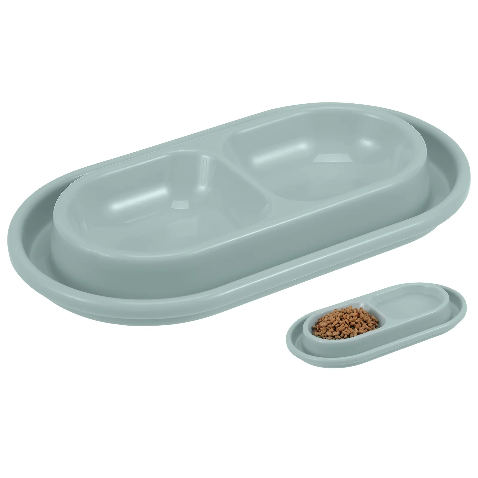 

Gray Anti Ant Pet Bowl Double Feeding Station for Cats Dogs Kitten Puppy Food Water Container Outdoor Indoor Use