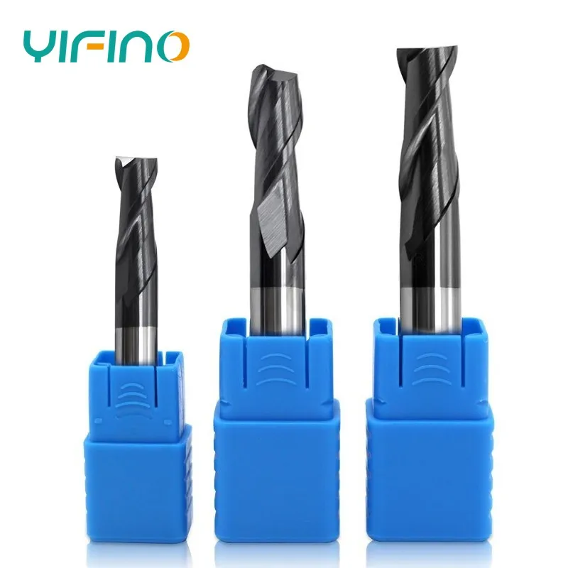 YIFINO HRC50 2-Flute Milling Cutter Tungsten Steel Carbide Nano Coating Flat End Mill For CNC Maching Center Endmills Tools