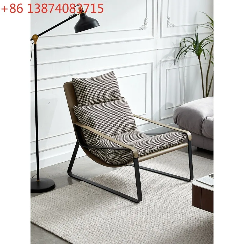 Italian minimalist leisure chair, down light luxury single sofa chair, thousand bird grid
