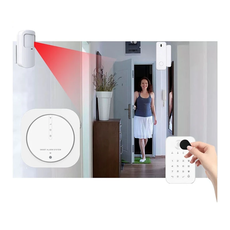 Graffiti Burglar Alarm Intelligent WIFI+GSM Dual Network Alarm System Home Multifunction As Shown ABS Screenless Alarm Host