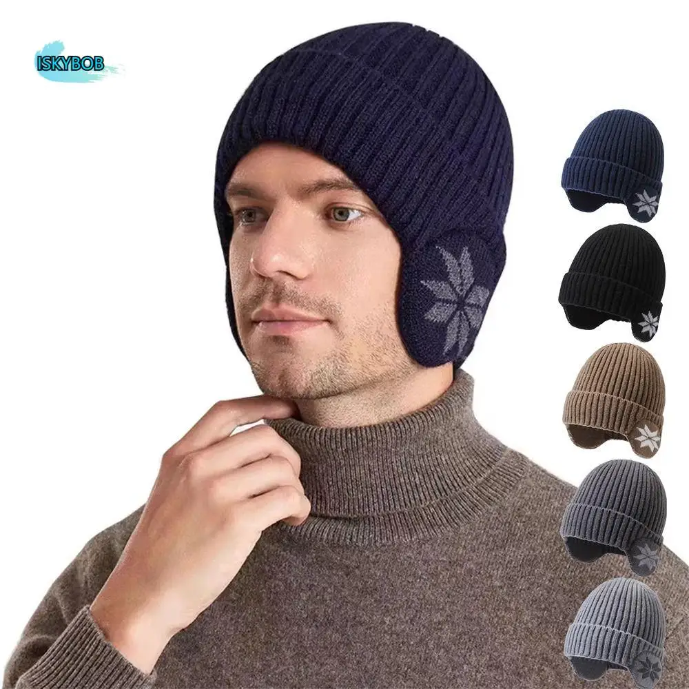 

Universal Fit Thermal Winter Knitted Hat Insulated Thickened Fleece Ear Protection Hat Windproof Knitted Beanie Winter Cycling