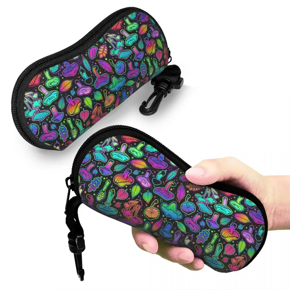 

Custom Psychedelic Magic Rainbow Mushrooms Shell Glasses Mysterious Boho Eyeglasses Case Sunglasses Protector Box
