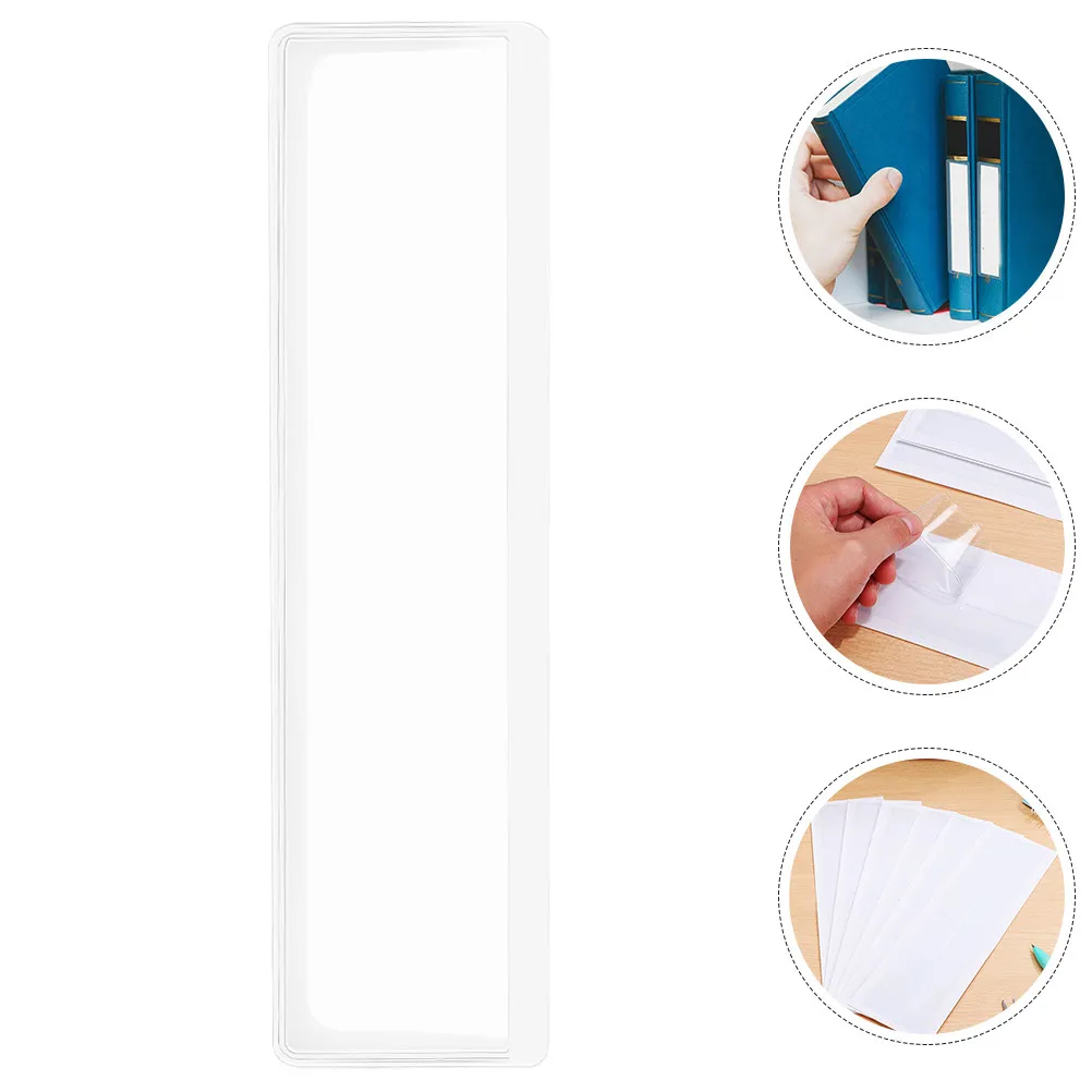 

50Pcs Adhesive Clear Label Pockets Versatile Transparent Plastic Label Holders for Name Cards Documents Shelf Bin Drawer