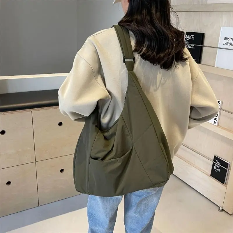 

2024 Crossbody Bag Shoulder Bag Quilted Nylon Underarm Bag for Girl Women Color Armpit Bag Large Capacity Handbag