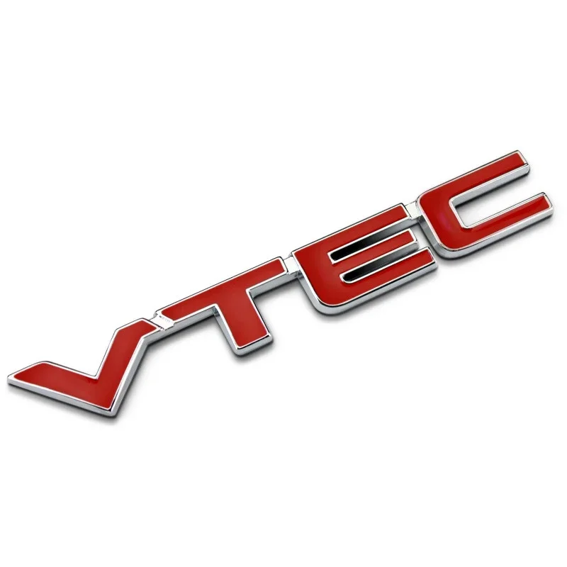 Logotipo 3D rojo VTEC, emblema de estilo de coche de Metal, insignia de carrocería trasera, pegatina de aleación de Zinc para Honda Civic Accord Odyssey Spirior CRV SUV