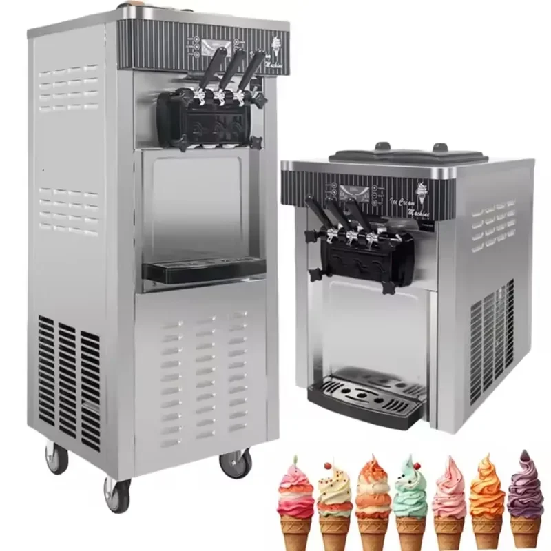 Commercial Three Flavor Soft Serve Ice Cream Machine 2 Plus 1 Mixed Frozen Yogurt Maker