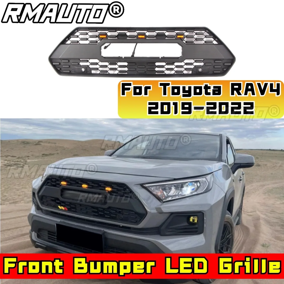 도요타 RAV4 2019-2022 어드벤처 에디션용 범퍼 그릴, 자동차 프론트 그릴 바디 키트, ABS 플라스틱 프론트 범퍼 그릴, 자동차 액세서리