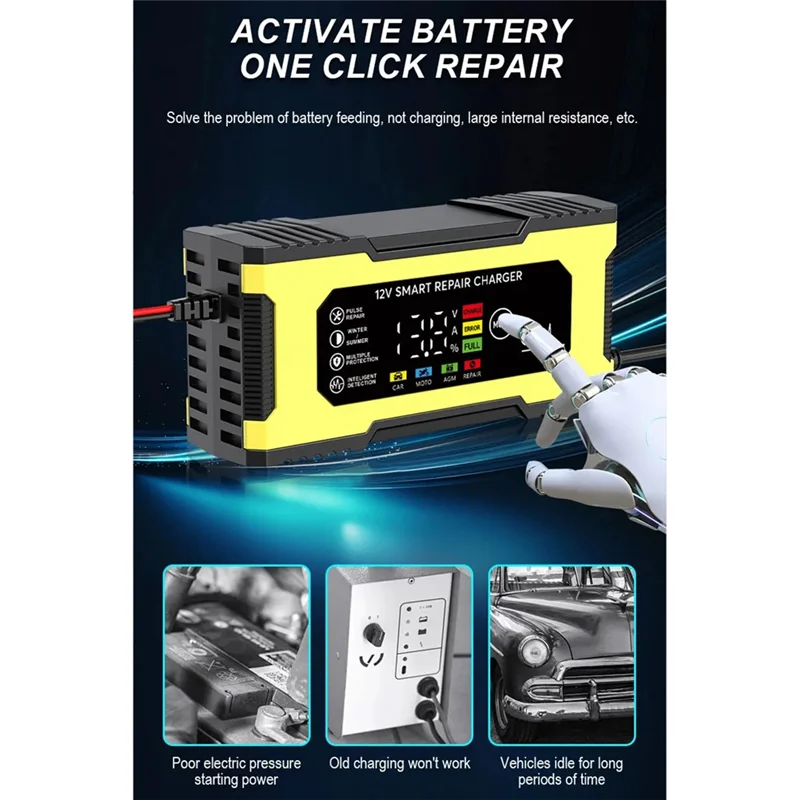 

APPLIA-12V 6A умное зарядное устройство для ремонта импульсного ремонта светодиодный дисплей умное свинцово-кислотное зарядное устройство для быстрой зарядки для автомобиля, мотоцикла