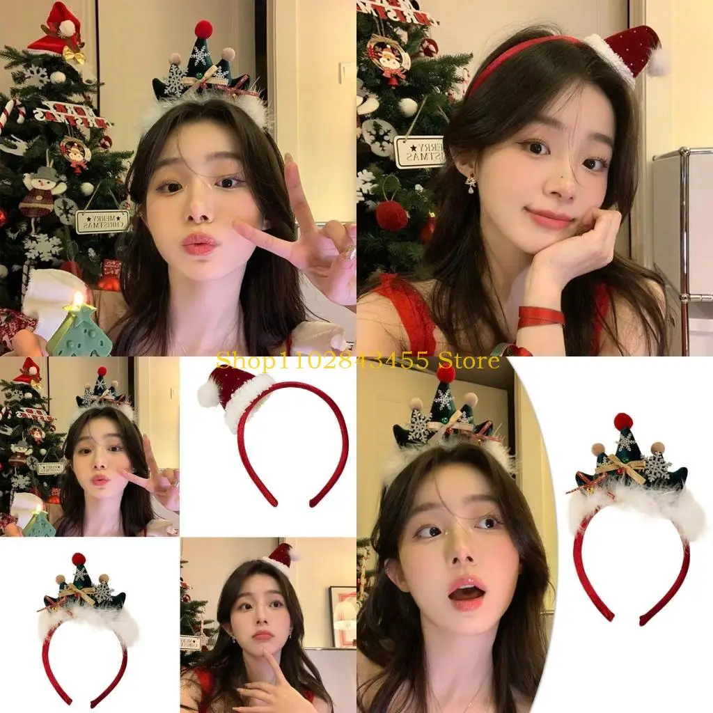 

49MC Tree Hat Christmas Headwear Headband Photo Props Party Cosplay Costumes Dancing Party Bells Headband Christmas