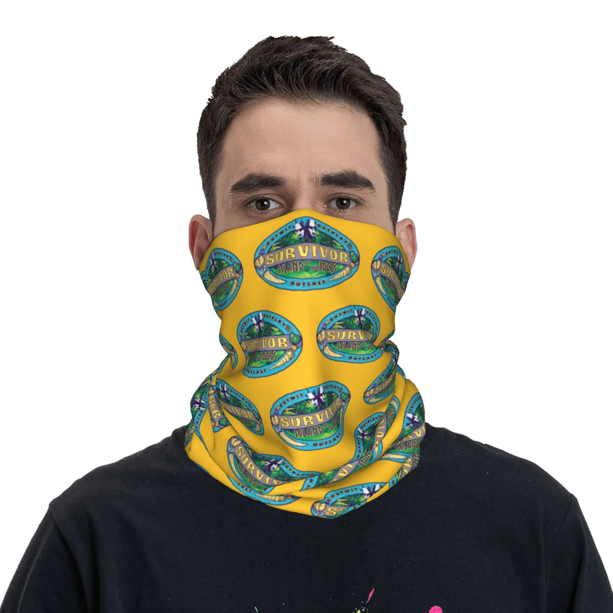 S-Survivors Bandana Cache-cou imprimé Island of the Idols, écharpe multifonctionnelle, masque facial pour sports de plein air, respirant pour adultes