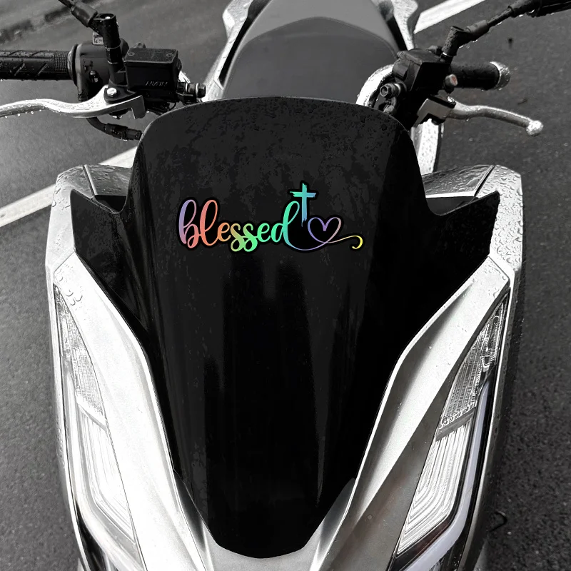 Autocollant en vinyle 2D plat en forme de croix sacrée, imperméable et sans résidus, pour moto, scooter, carrosserie de voiture, réservoir de carburant, pare-brise, 1 pièce