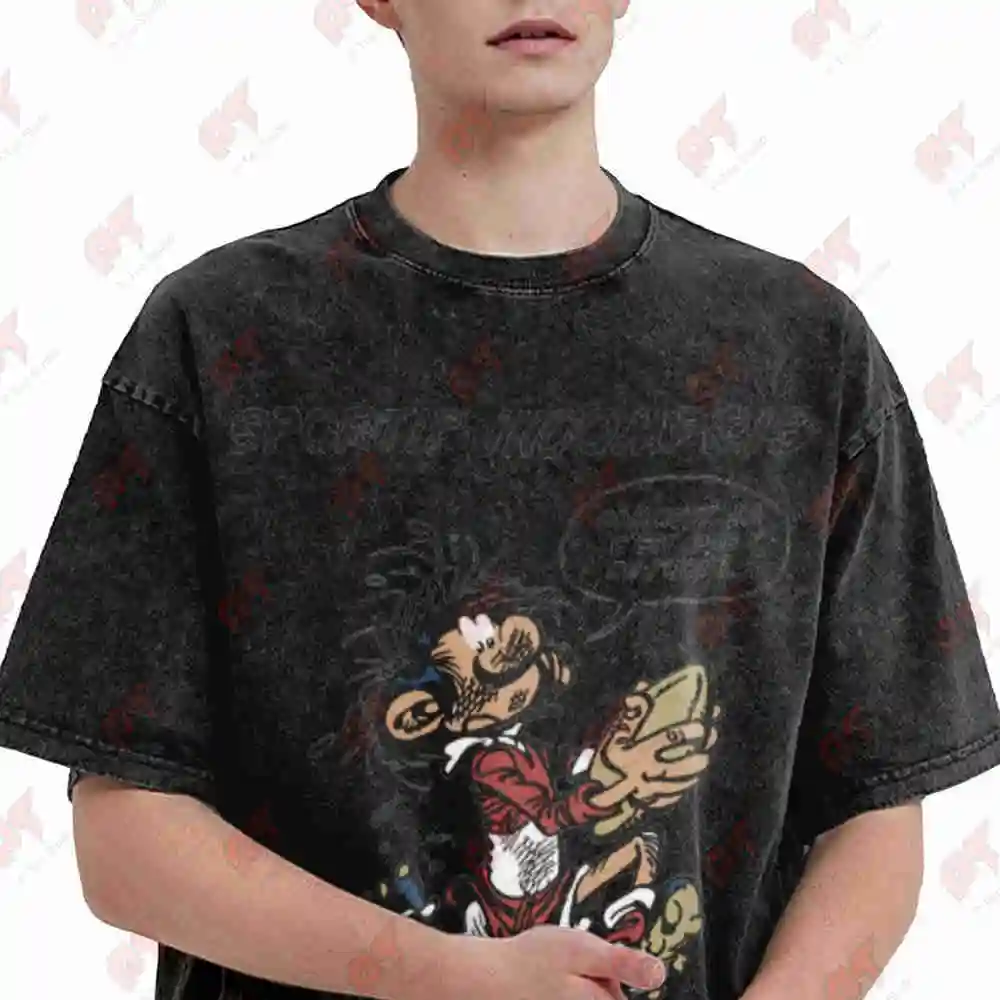 Andre Franquin Spirou Marsu Gaston 2002 Vintage Washed Tee Pure Cotton T-Shirt