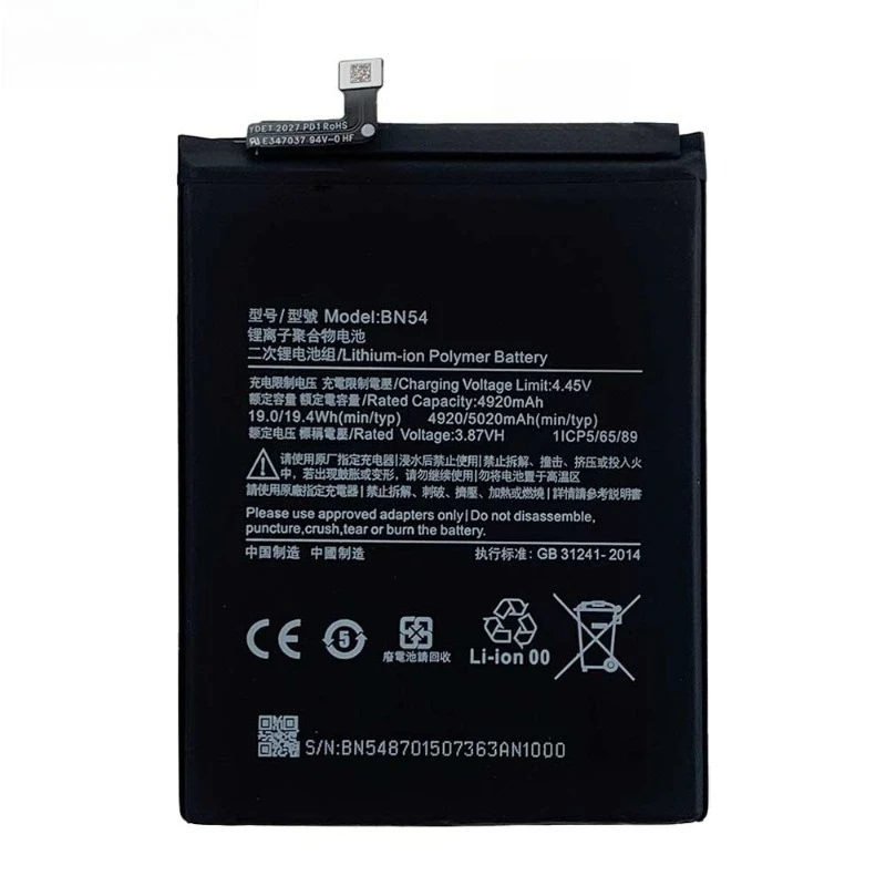 BN54 5020mAh 4.45V voor Redmi Note 9/10X 4G-versie/9 Nieuw verbeterde vervangende mobiele telefoonbatterij met hoge capaciteit + gereedschap