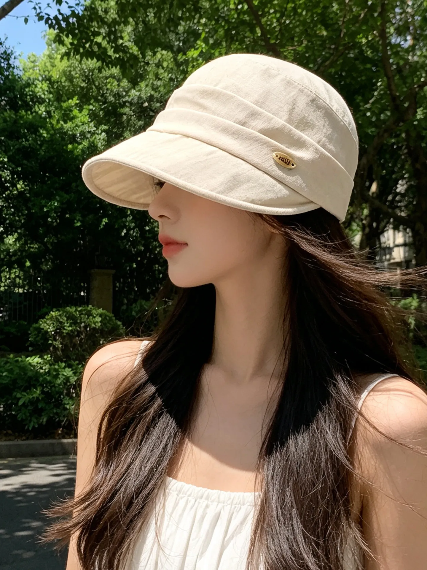 Foldable Summer Thin Sun Protection Fishing Cap Women's Style Wide Brim Hat Breathable Anti UV Fishing Boat Hat Adjustable Band