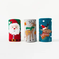 3Pairs/lot 1-12Years Christmas Kids Girls Boys Sock Cartoon Santa Claus Cotton New Year Children's Socks For Girls Spring Autumn