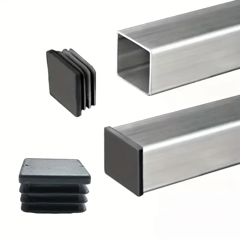12PC19/25/40/45/50/60mm Square Plastic Black Blanking End Caps Furniture Leg Tube Pipe Inserts Plugs Bung Decorative Dust Cover