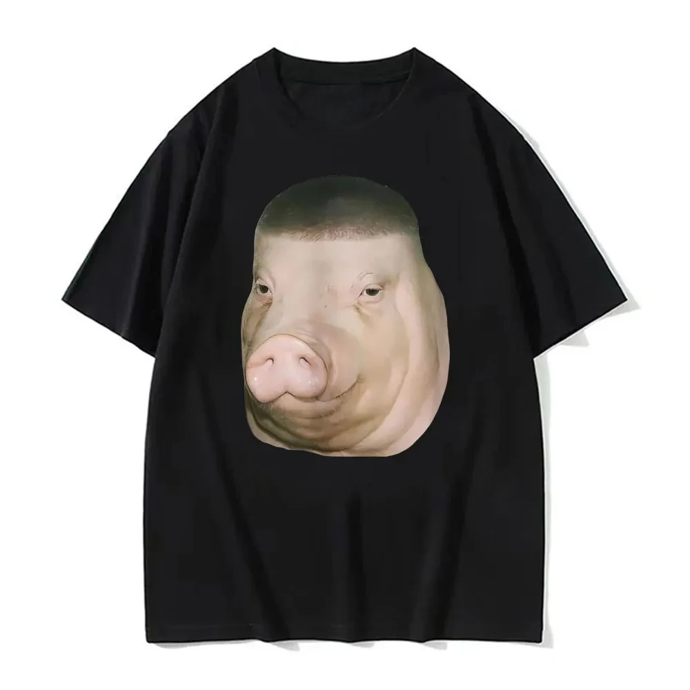Wig Pig Gradient Buzz Cut Lustiges Frisuren-Emoji-T-Shirt, Retro Damen Humorvolles T-Shirt Sommer Streetwear Grafik-T-Shirts Y2K