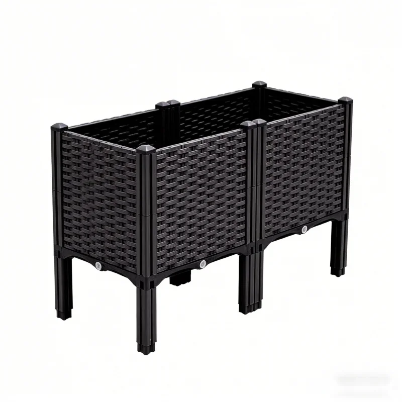 

Large 2-Tier Planter Box Elevated Deepened 80x40x52cm for Vegetable Flower Herb Outdoor Garden Balcony Patio Plastic Grow Pot