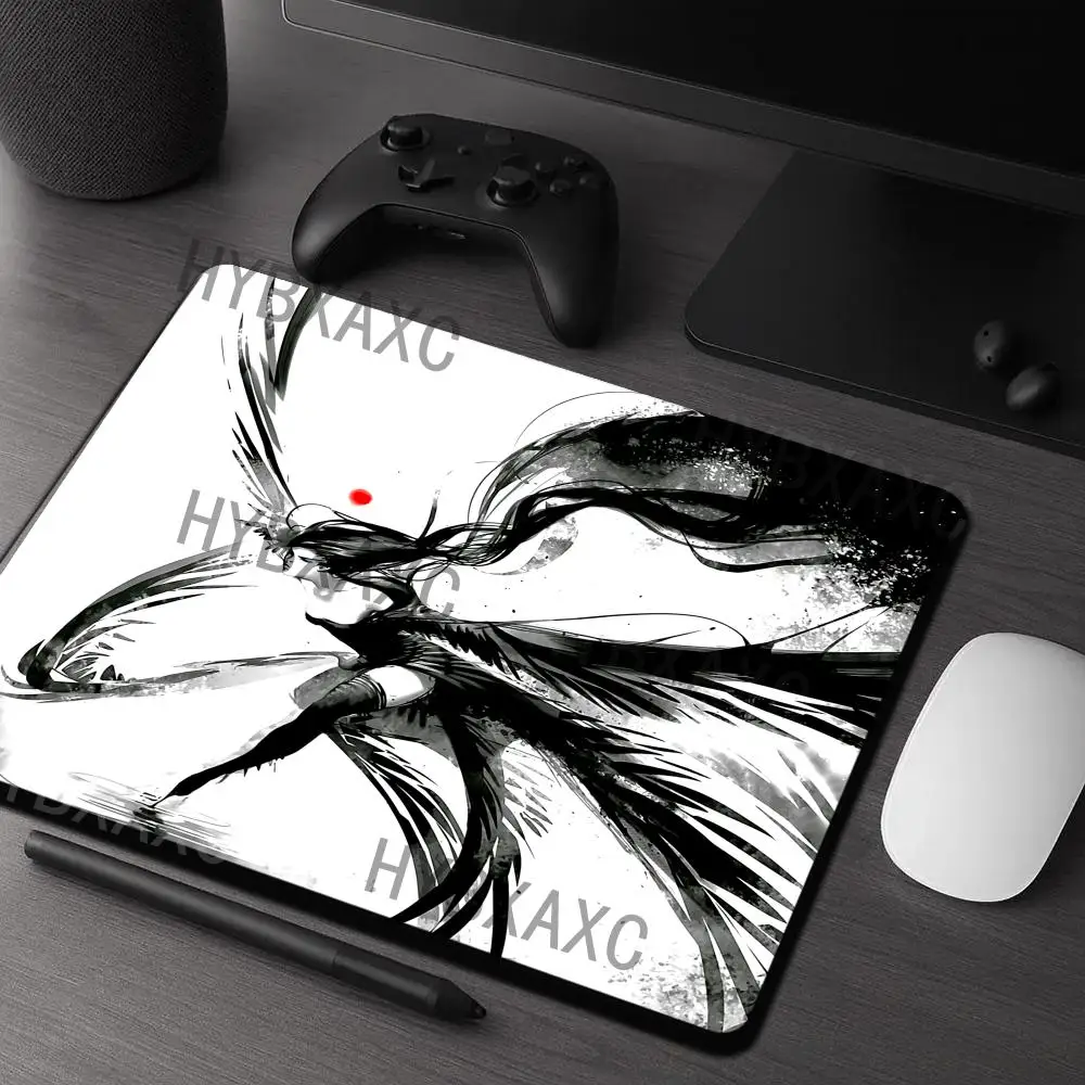 

HYBXAXC Small Mouse Pad Black White Samurai Ink Art Non Slip Mat for Computer Keyboard Wireless Mouse Boy Girl Gift for CS DOTA