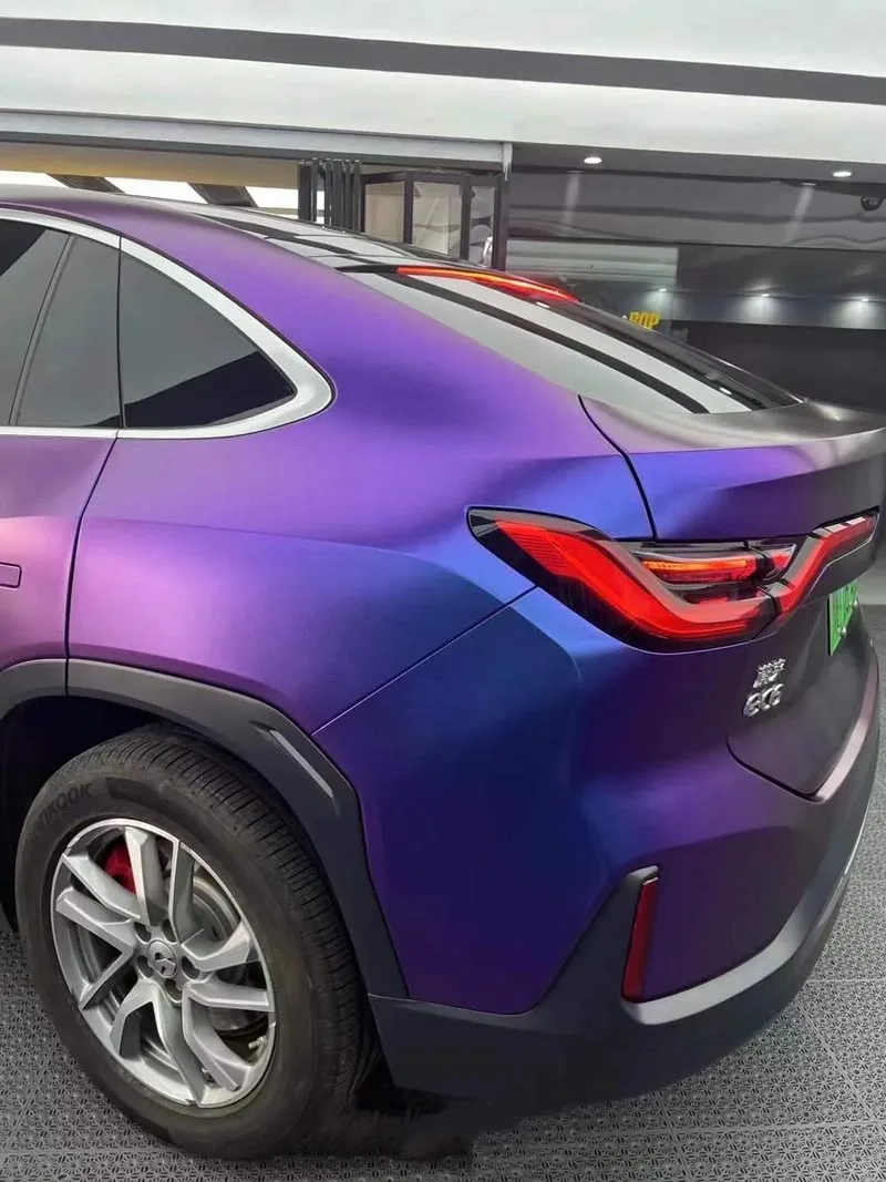 Sparkle Metallic Chameleon Vinyl Wrap Film Purple to Red Adhesive Decal Motorbike Car Wrapping Foil with Air Release