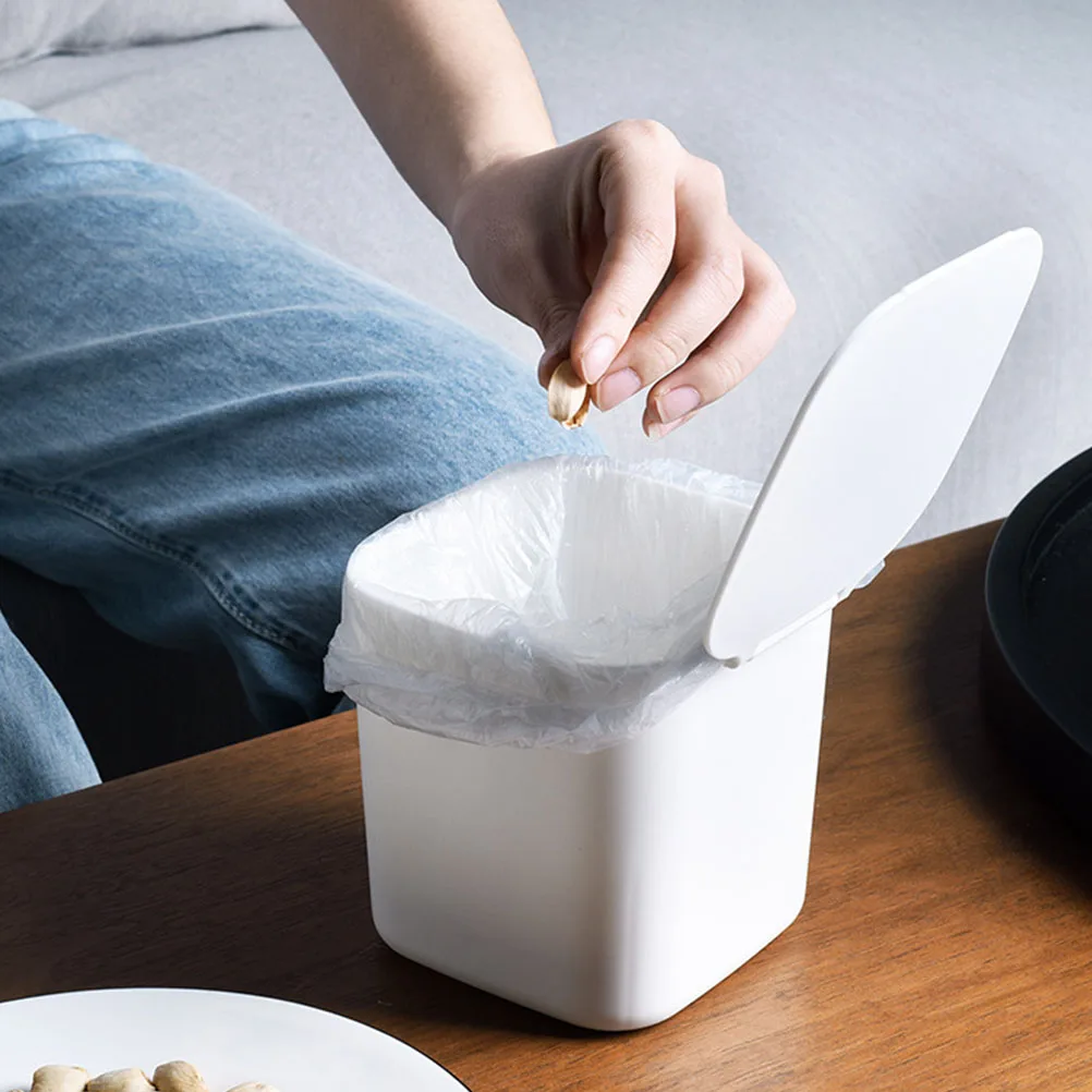 

Desktop Trash Can Small Bucket Square Container Tabletop Bin Versatile Garbage Holder Plastic Storage Waste Paper Towels