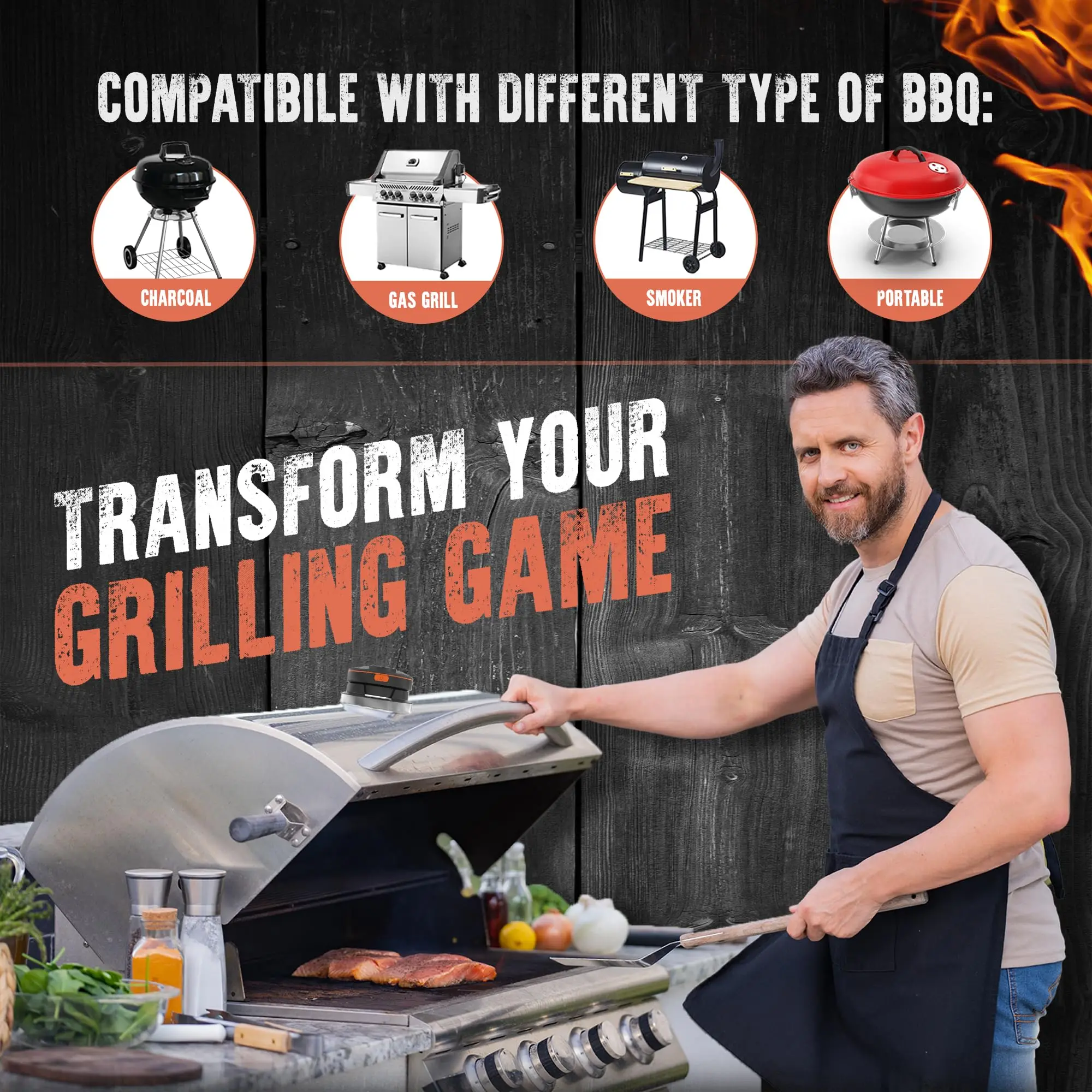 WENMEICE AT-02 Termometro per carne wireless intelligente per griglia per forno BBQ affumicatore cucina digitale Bluetooth termometro per barbecue