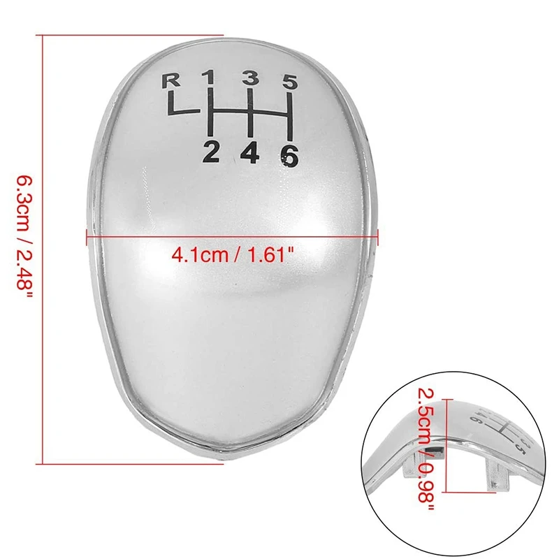 NEW-6 Speed Manual Car Gear Shift Knob Cap Cover for Ford Focus 2 MK2 FL MK3 MK4 MK7 Fiesta Silver