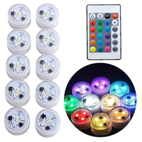 Battery Operated LED Underwater Lights Remote 16 Colors Submersible Light RGB Tea Lamp for Weeding Xmas Valentine's Day Party