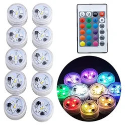 Battery Operated LED Underwater Lights Remote 16 Colors Submersible Light RGB Tea Lamp for Weeding Xmas Valentine's Day Party