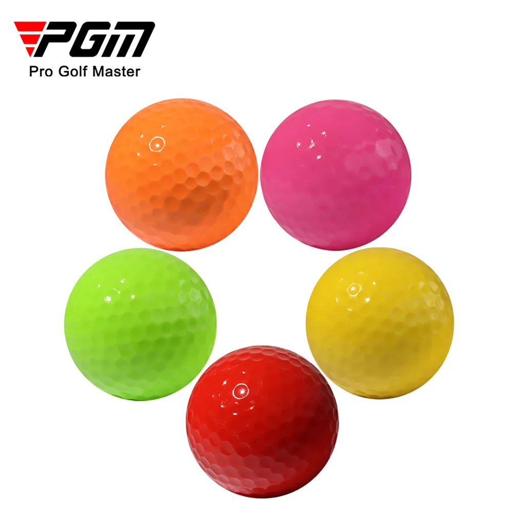 PGM 2pcs Golf Ball Durable Rotate Straight Synthetic Rubber Bilayer Golf Ball Colorful Elastic Indoor Outdoor Practice Training