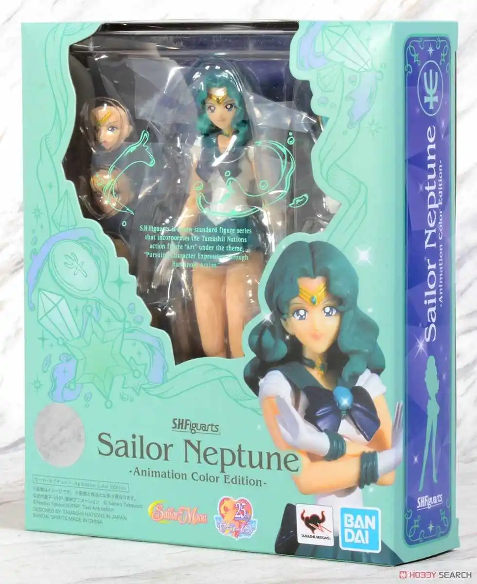 In Stock Bandai Sailor Moon Anime Figure SHF Sailor Neptune Animation Color Edition Collection Model Toy Figure Toys